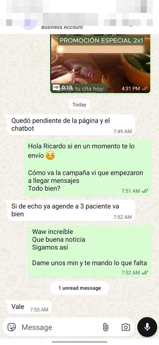 Conversación real de cliente